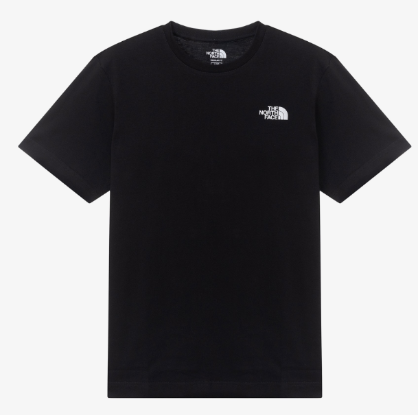 [S] NORTHFACE BLACK COTTON SHORT SLEEVE ROUND TEE, NT7UR00K-BLK (STNF28)