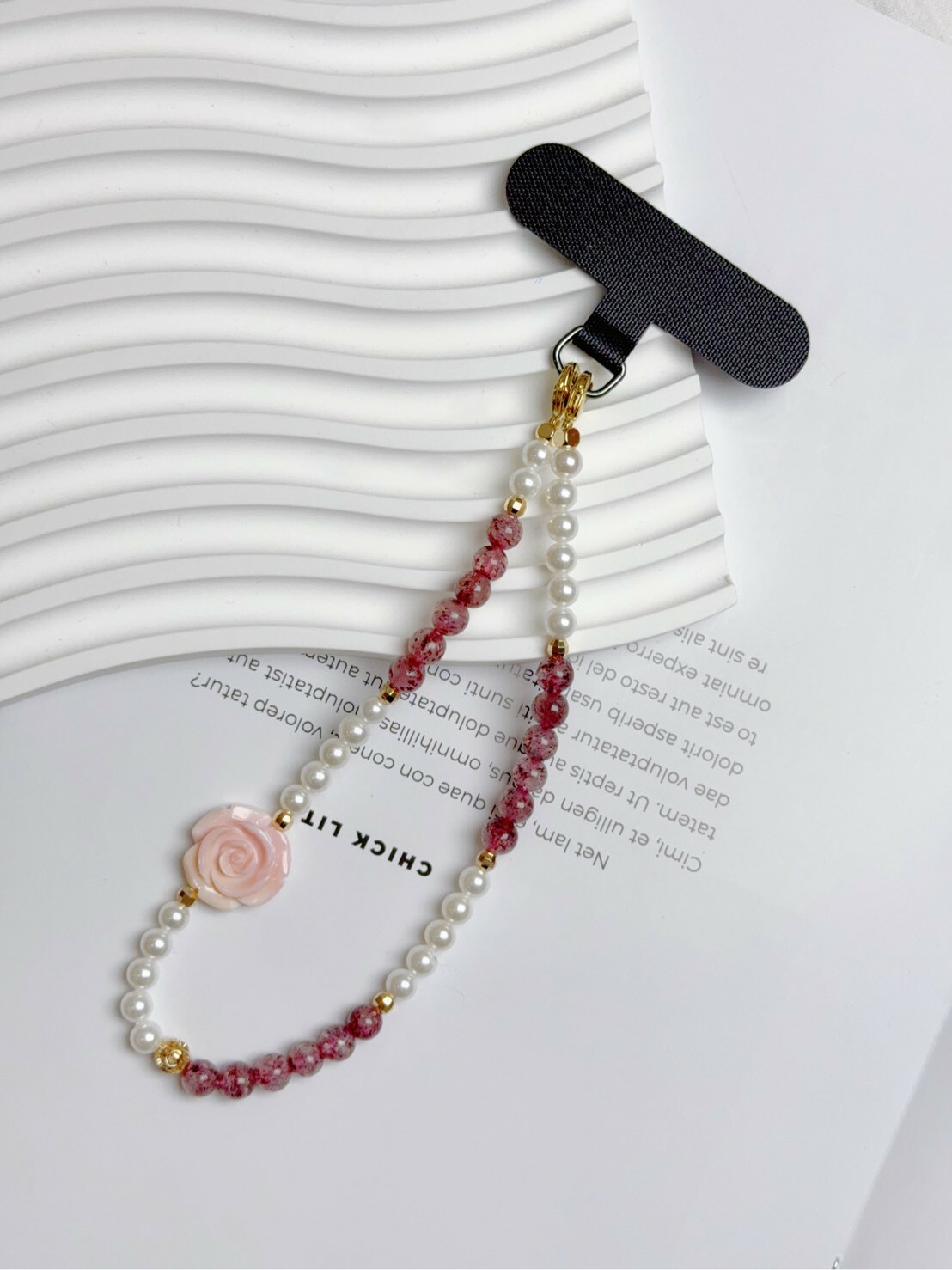 草莓水晶/粉貝母水晶吊飾