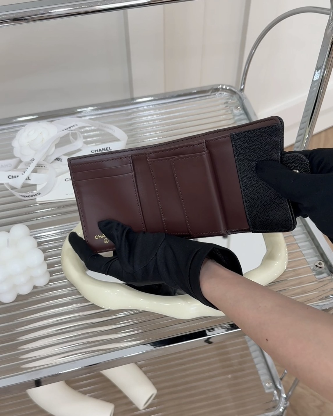 CHANEL｜CF 內零錢袋三折短夾 黑色