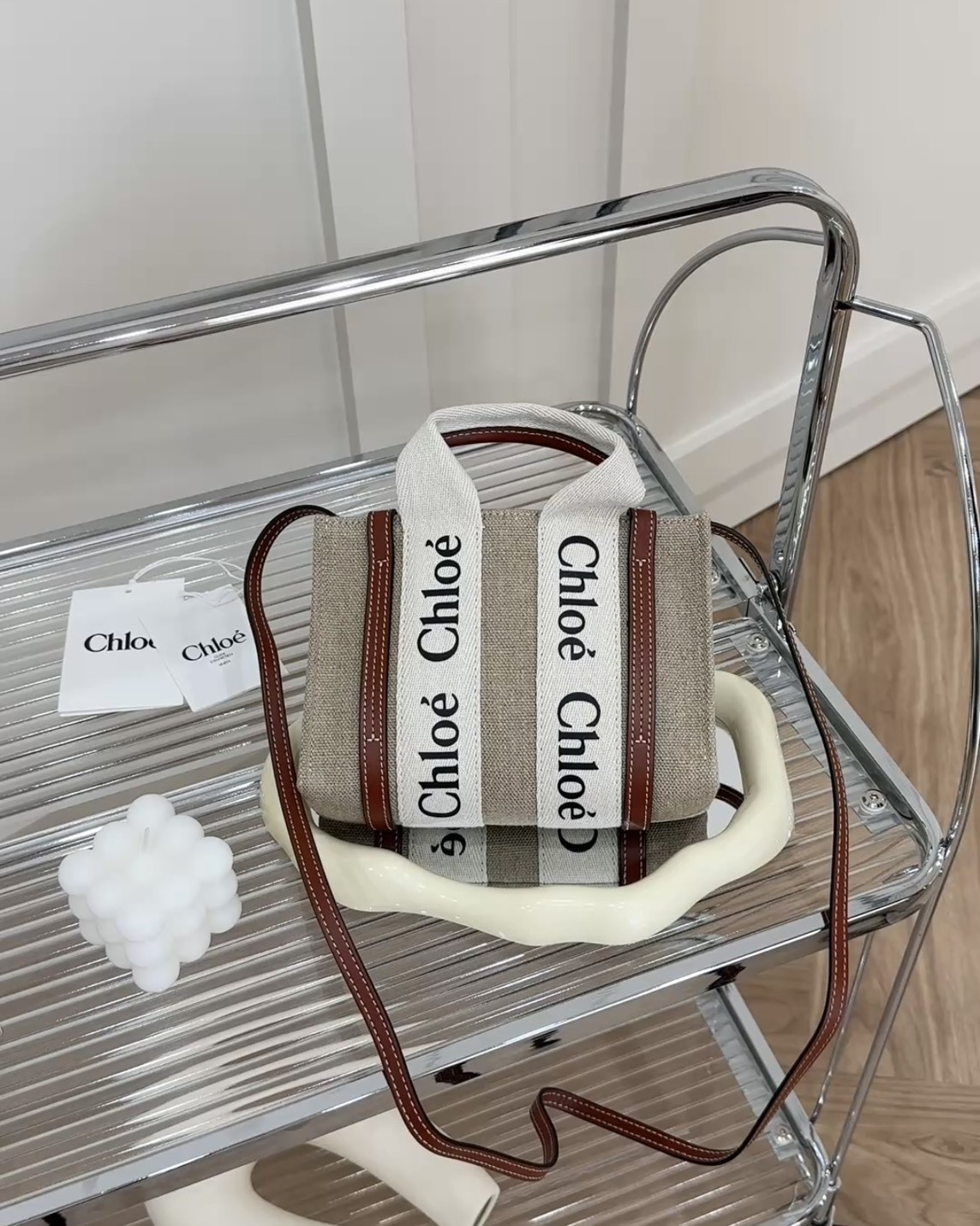 CHLOE｜WOODY 迷你 托特包 棕色