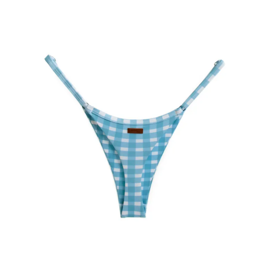 ▲Muiiswim SUNNY 極細日曬丁字泳褲 藍調格子