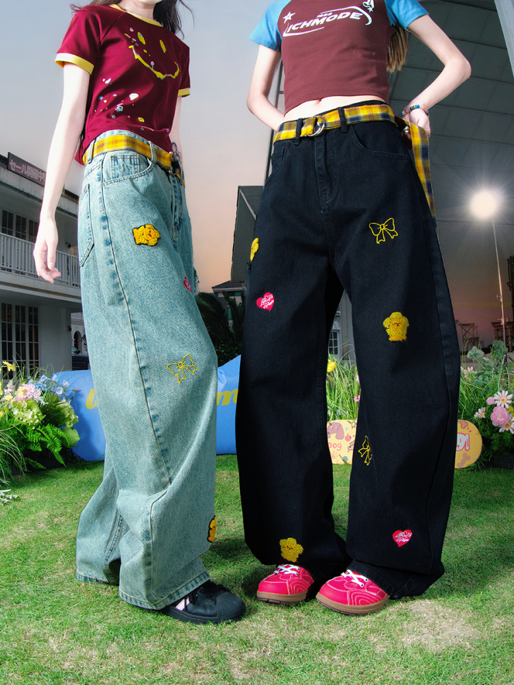 LEMANISM 可愛刺繡 牛仔褲