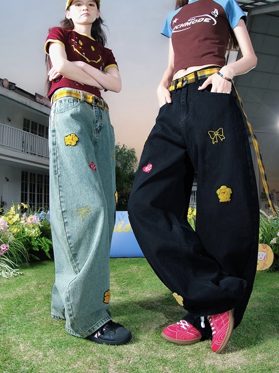 LEMANISM 可愛刺繡 牛仔褲