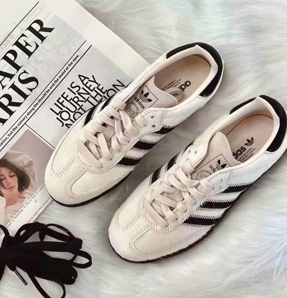 adidas originals Samba “Cow Hair” 米白毛感女款