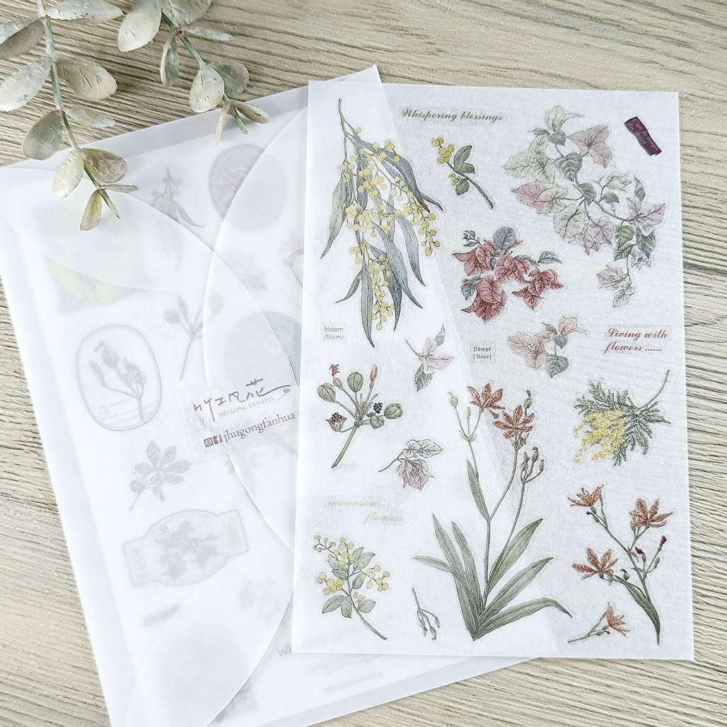 竹工凡花．呢喃祝福系列 轉印貼紙包 花的姿態/花的細語