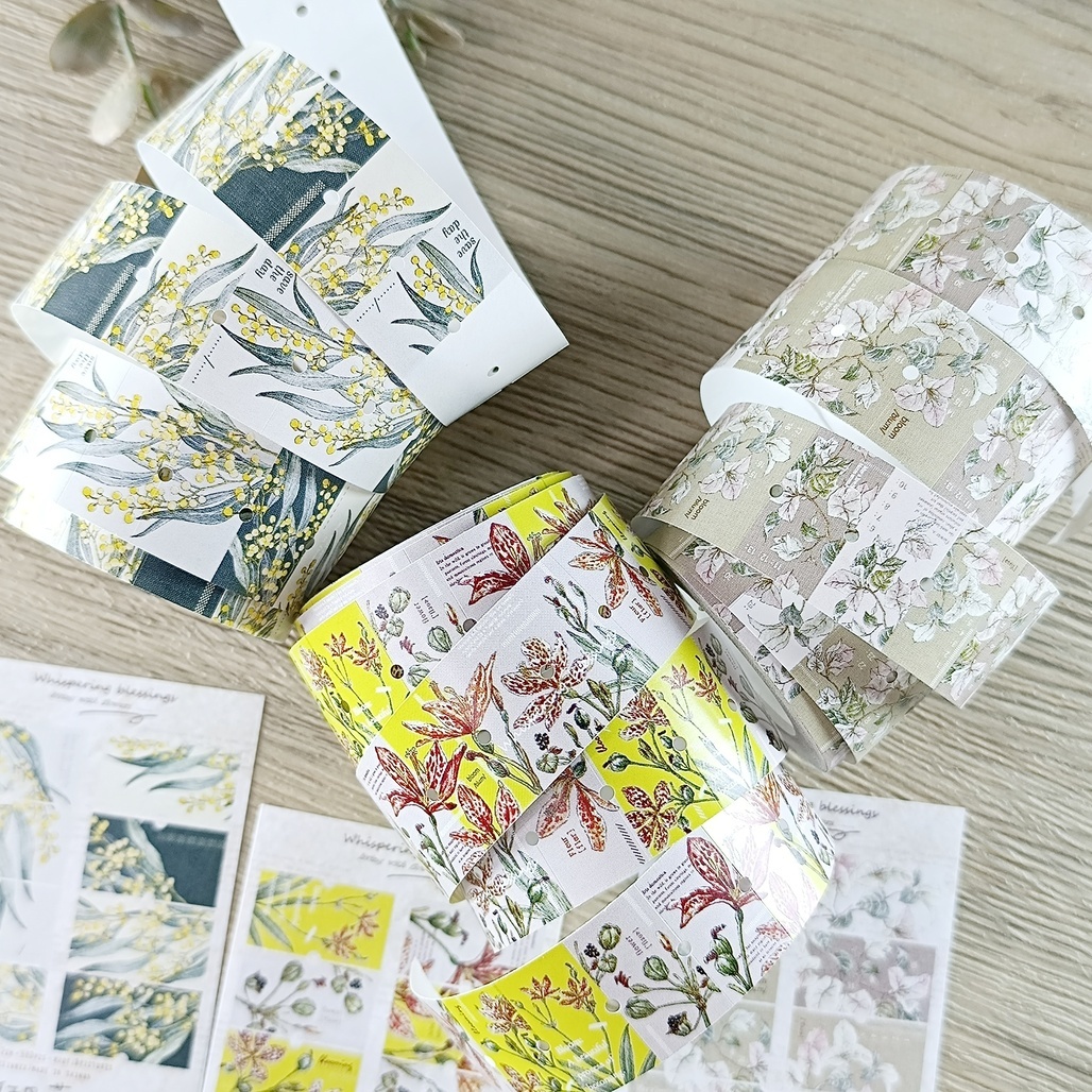 竹工凡花．呢喃祝福系列 標籤機貼紙膠帶 共三款 <整捲/綜合分裝>