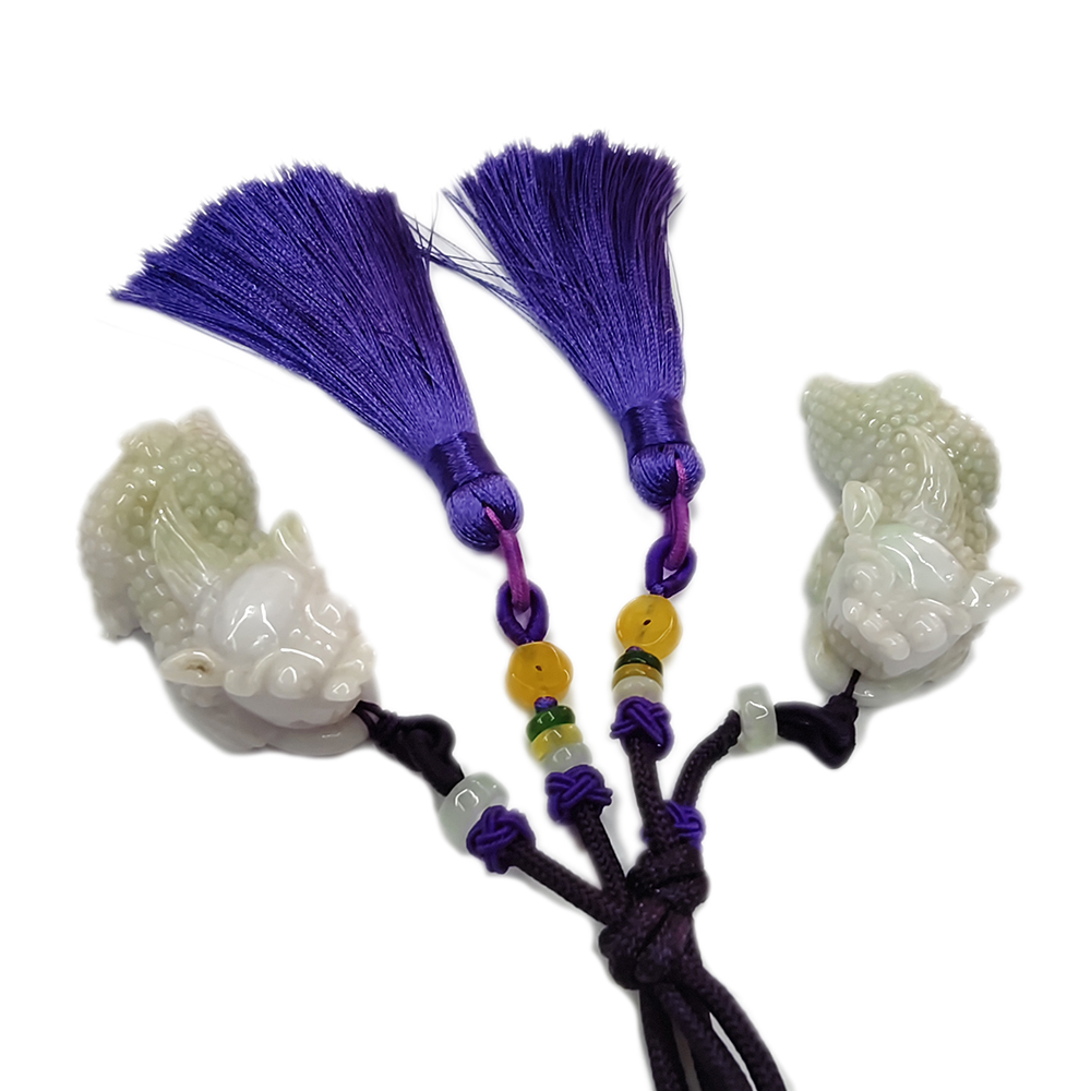 招財貔貅{紫玉} 吉祥掛飾1對【十方】133904