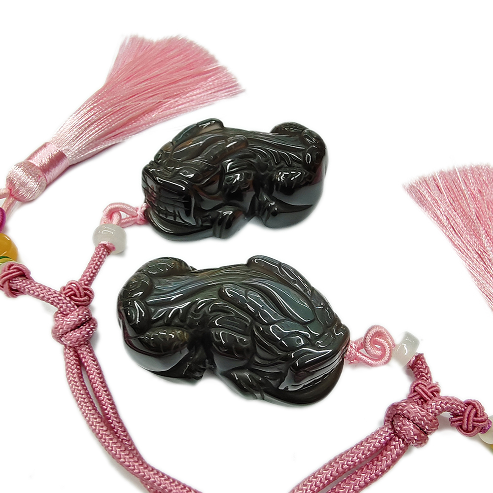 貔貅{頂級黑曜岩}招財掛飾【十方】151797