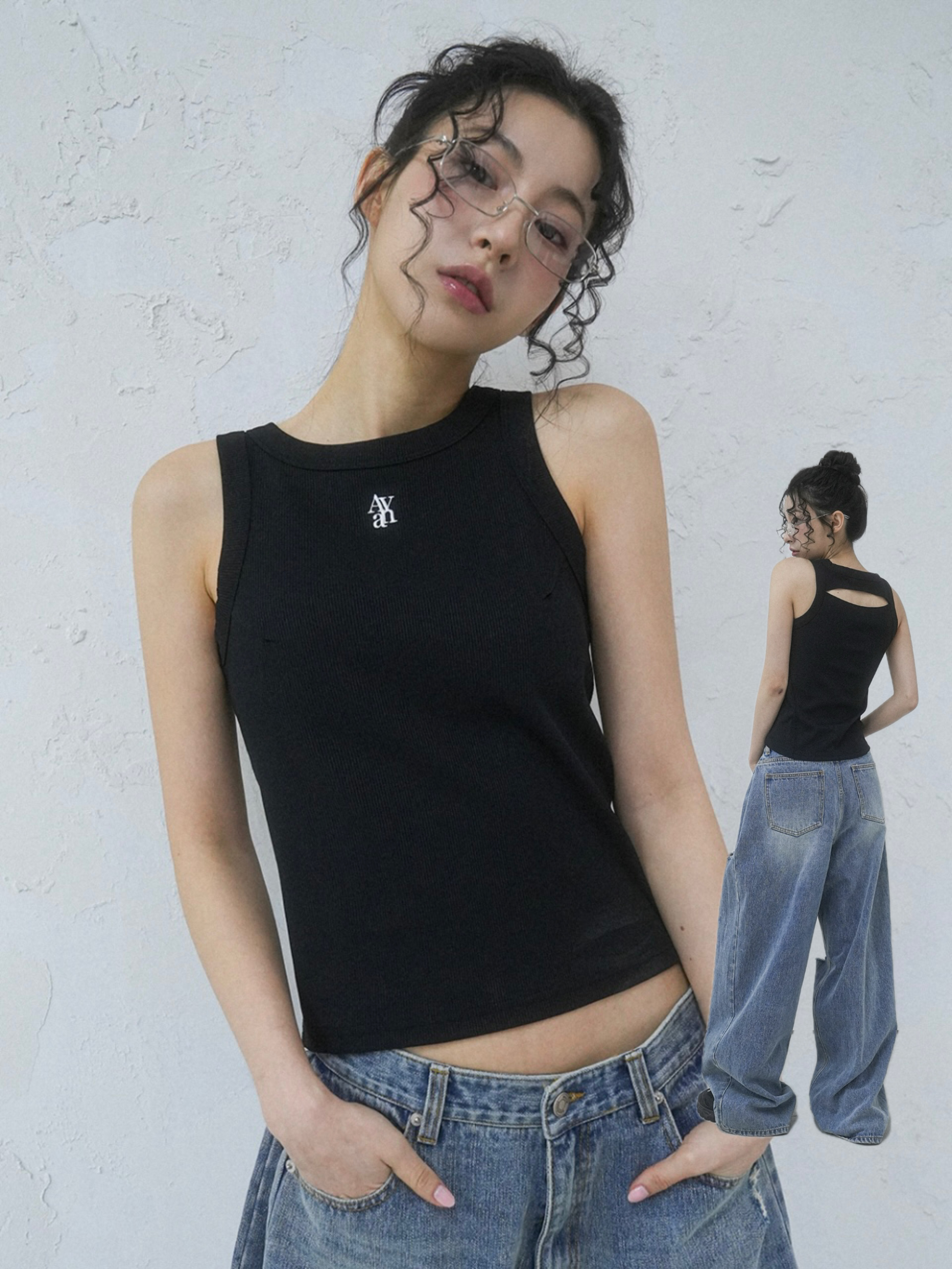 <預購> 韓國Avandress電繡小LOGO挖背背心