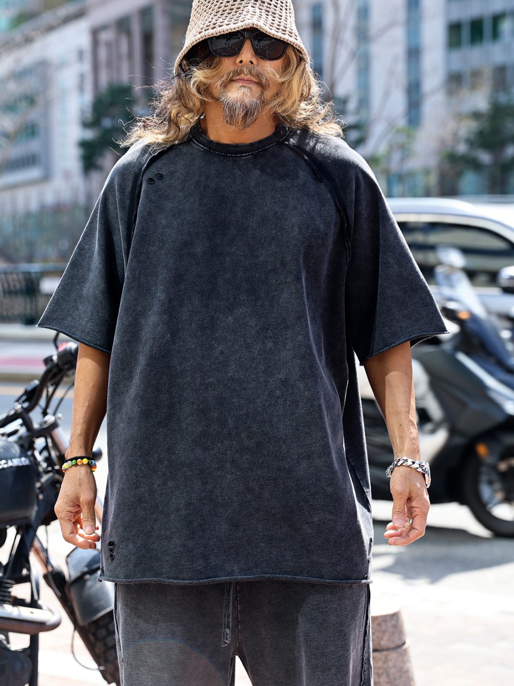 損傷切割短袖T卹