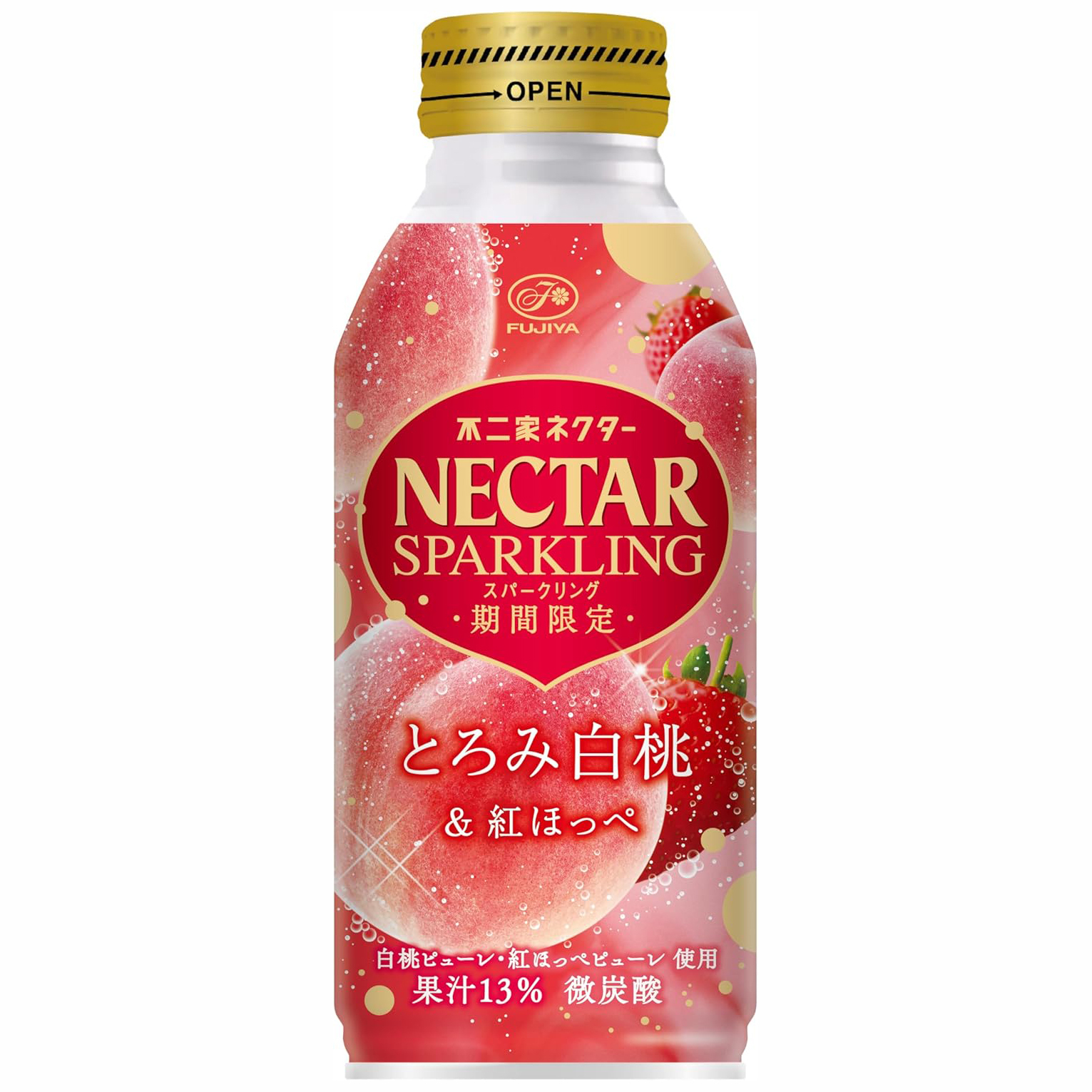 日本 不二家 微氣泡飲 380ml 白桃&草莓