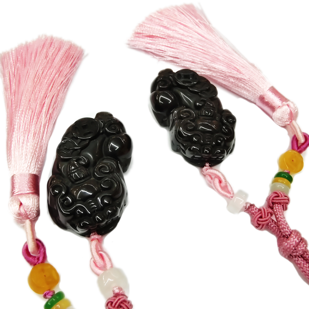 貔貅{彩虹黑曜岩}開運掛飾1對【十方】151711