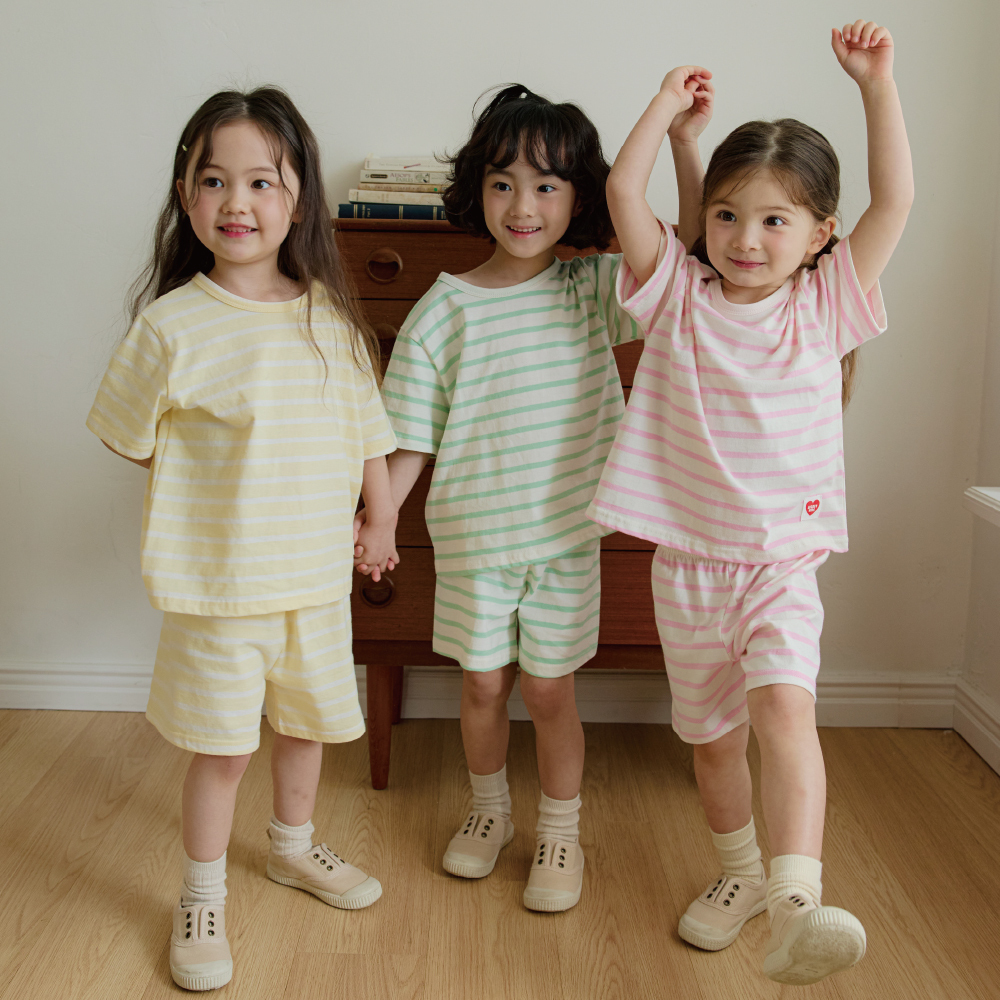 韓國 SecretKids  -25夏 糖果條紋夏季套裝（三色）