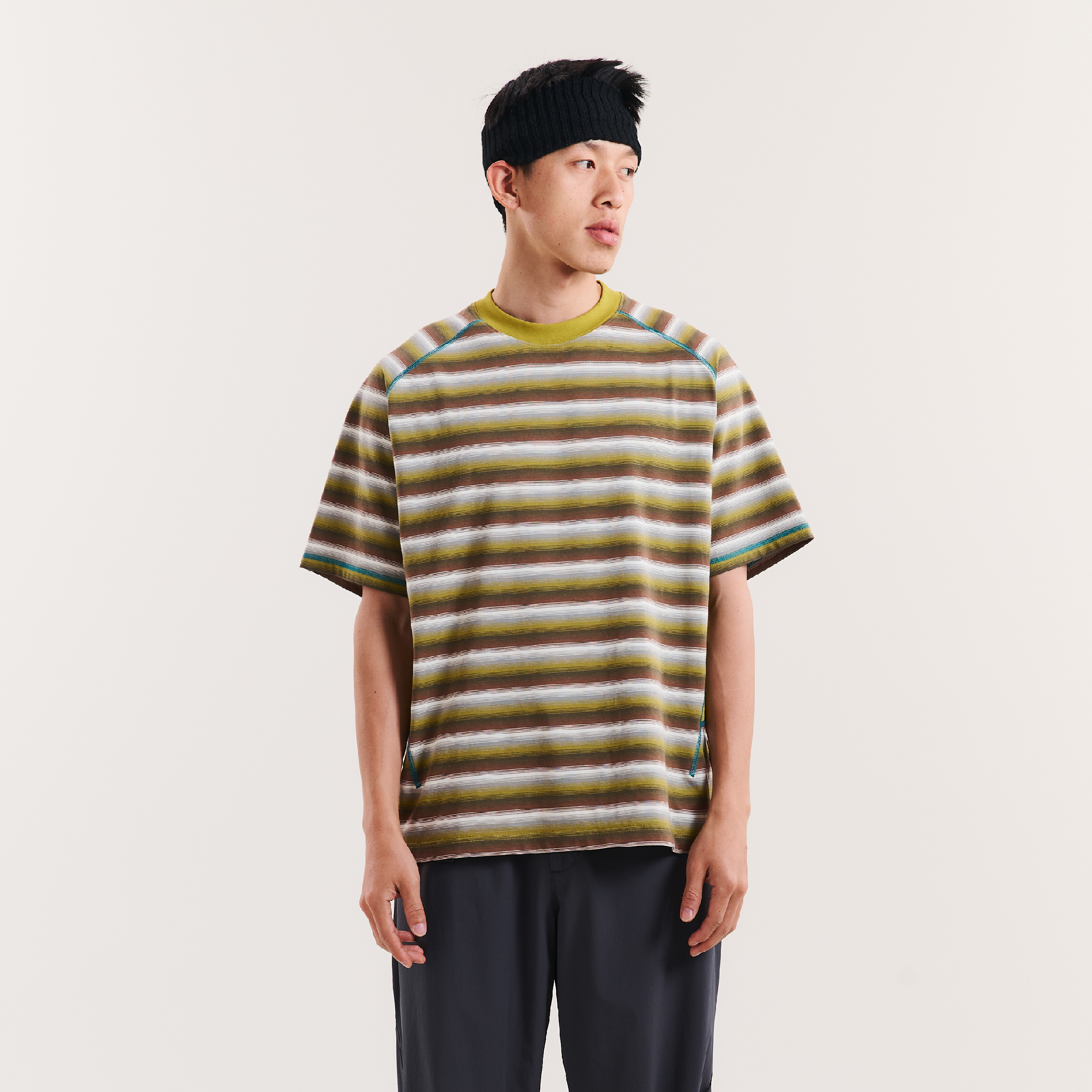 BOHRHOO Striped Contrast Tee 條紋撞色短Tee [BH978]