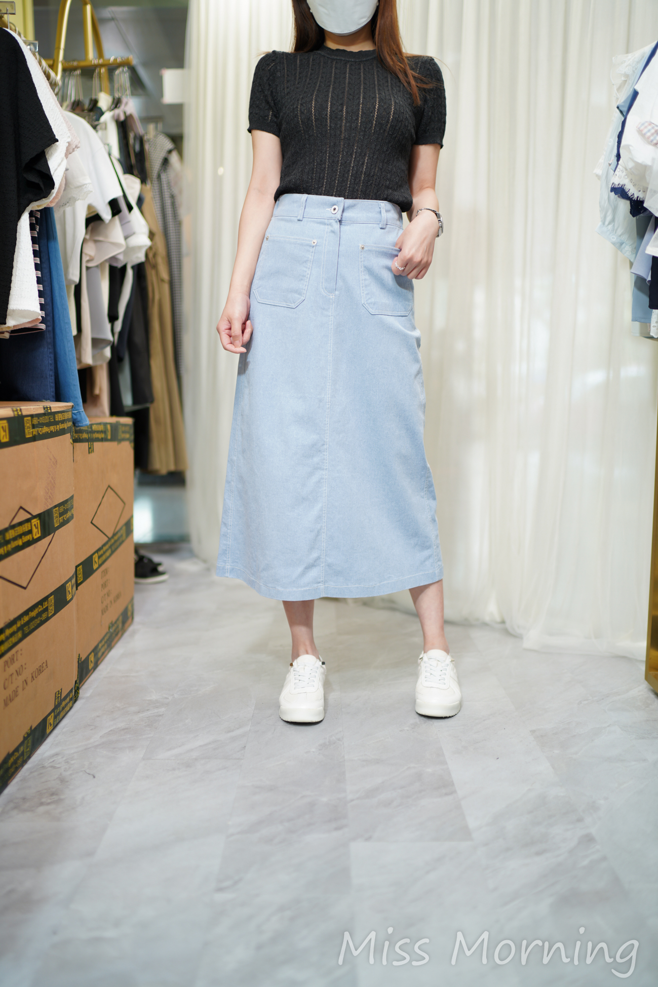 彈彈lace肩點綴線料上衣(14561)&彈彈超薄身微A靚色顯瘦裙(33944)