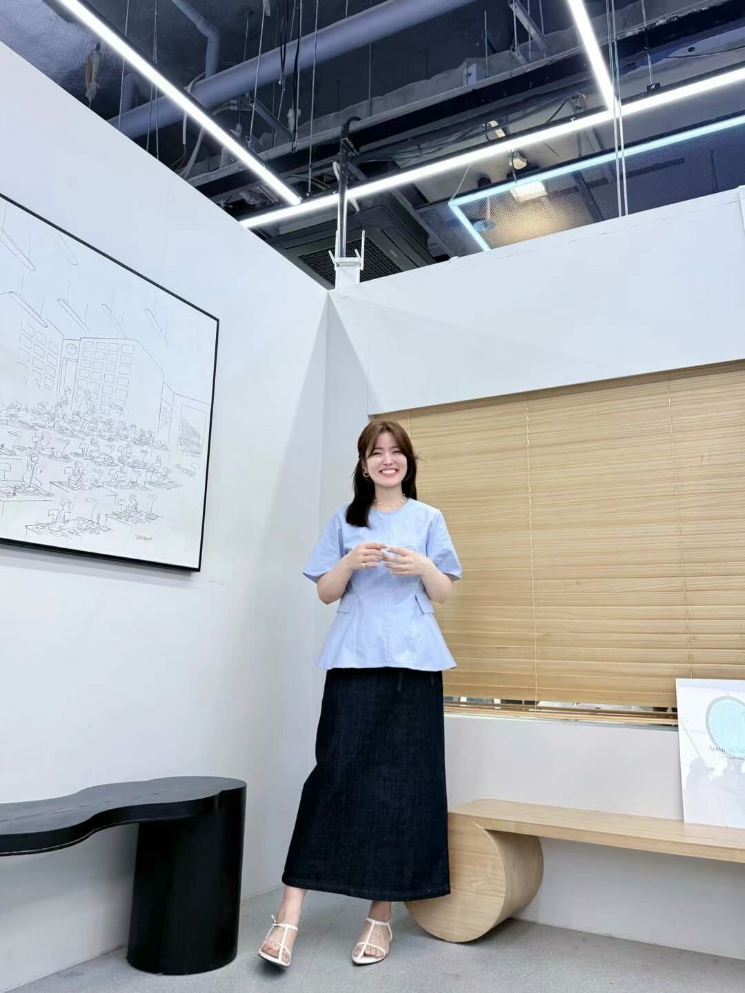 AB4201 抽繩深藍牛仔裙 - S size