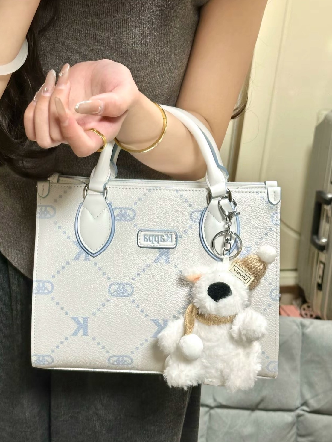 <海外限定> Kappa 藍白托特包 通勤包 斜垮包☁️