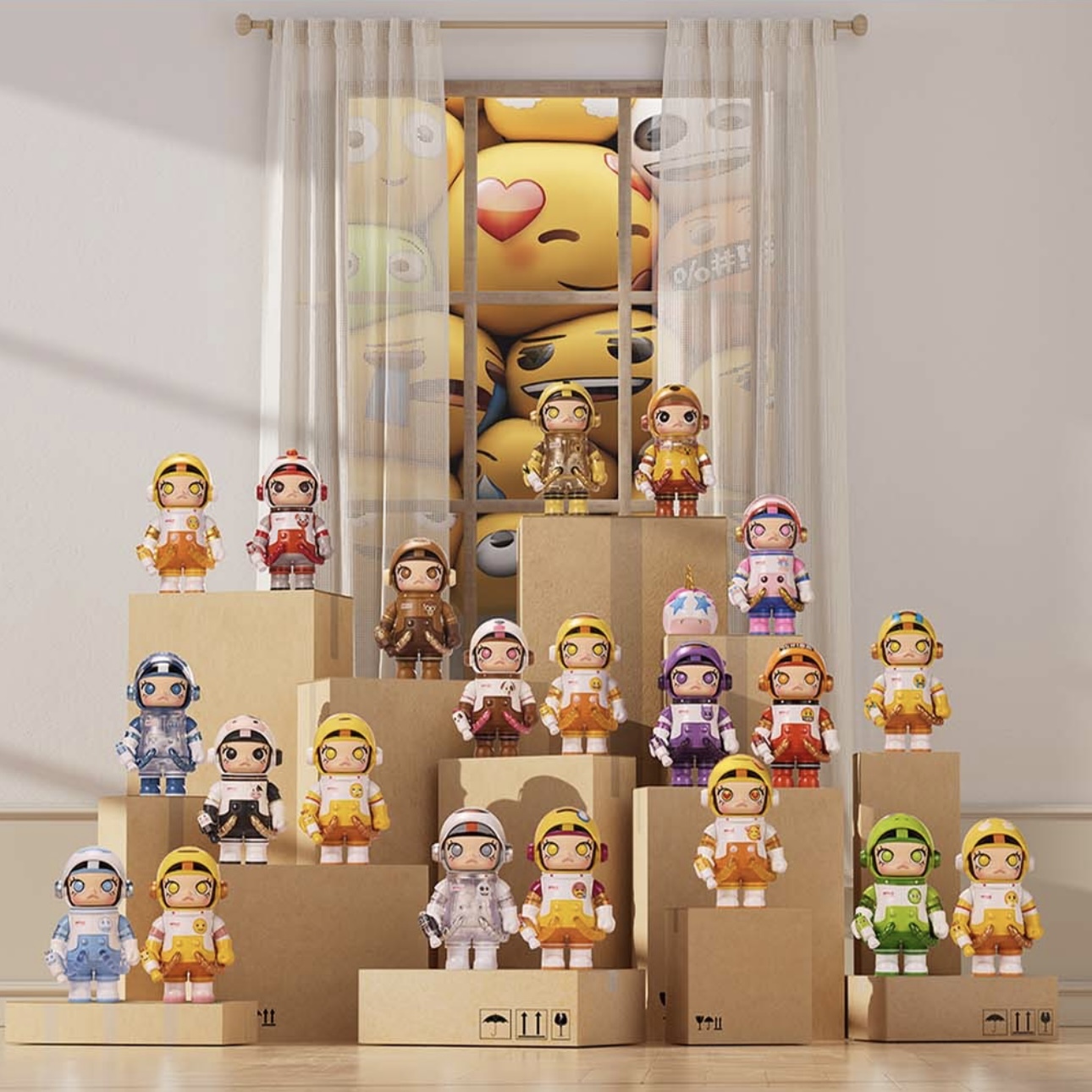 POPMART泡泡瑪特 MEGA SPACE MOLLY 100% x EMOJI系列 公仔 盲盒 "單小盒入" 18+3款