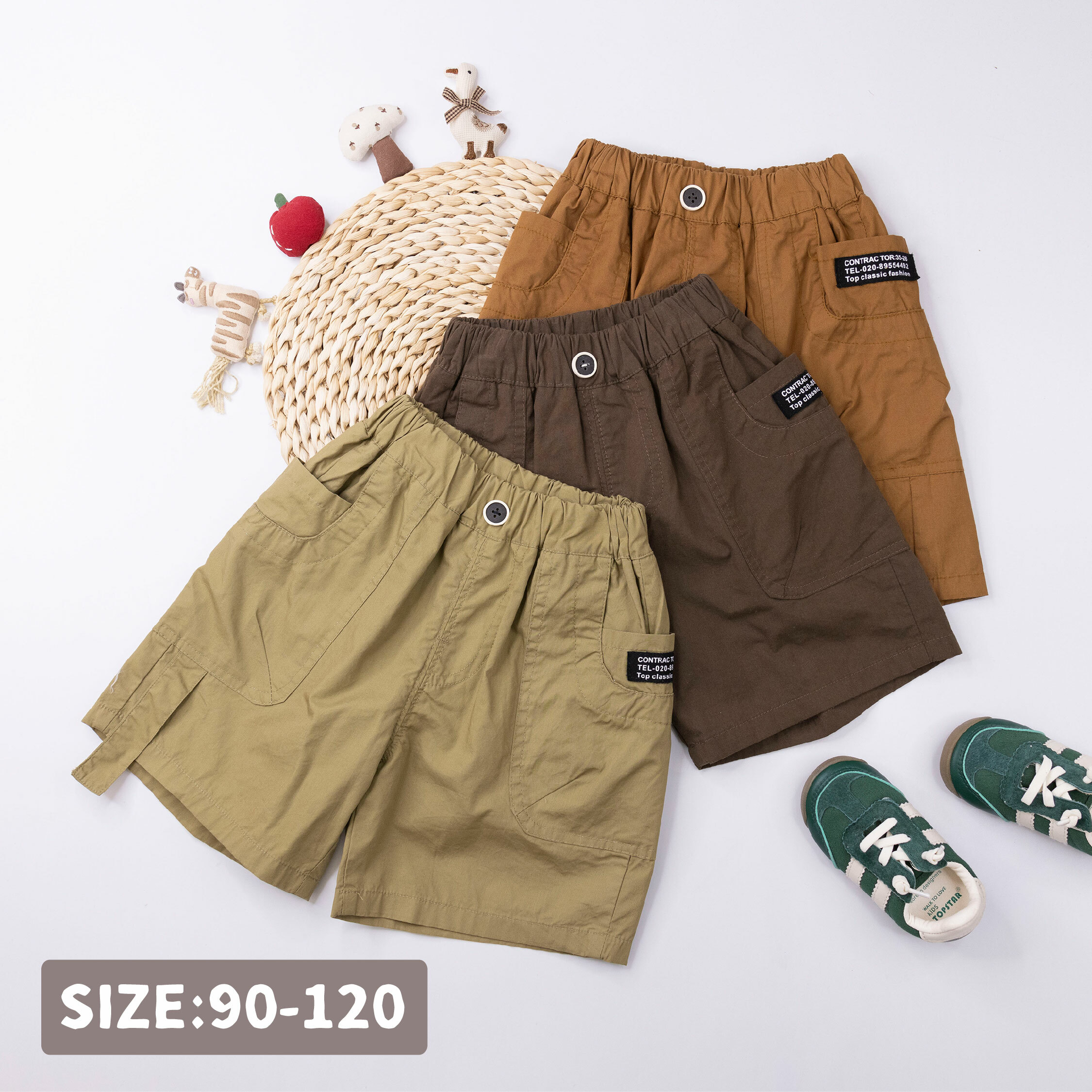 【H50242】潮流英字小標休閒短褲＊二色