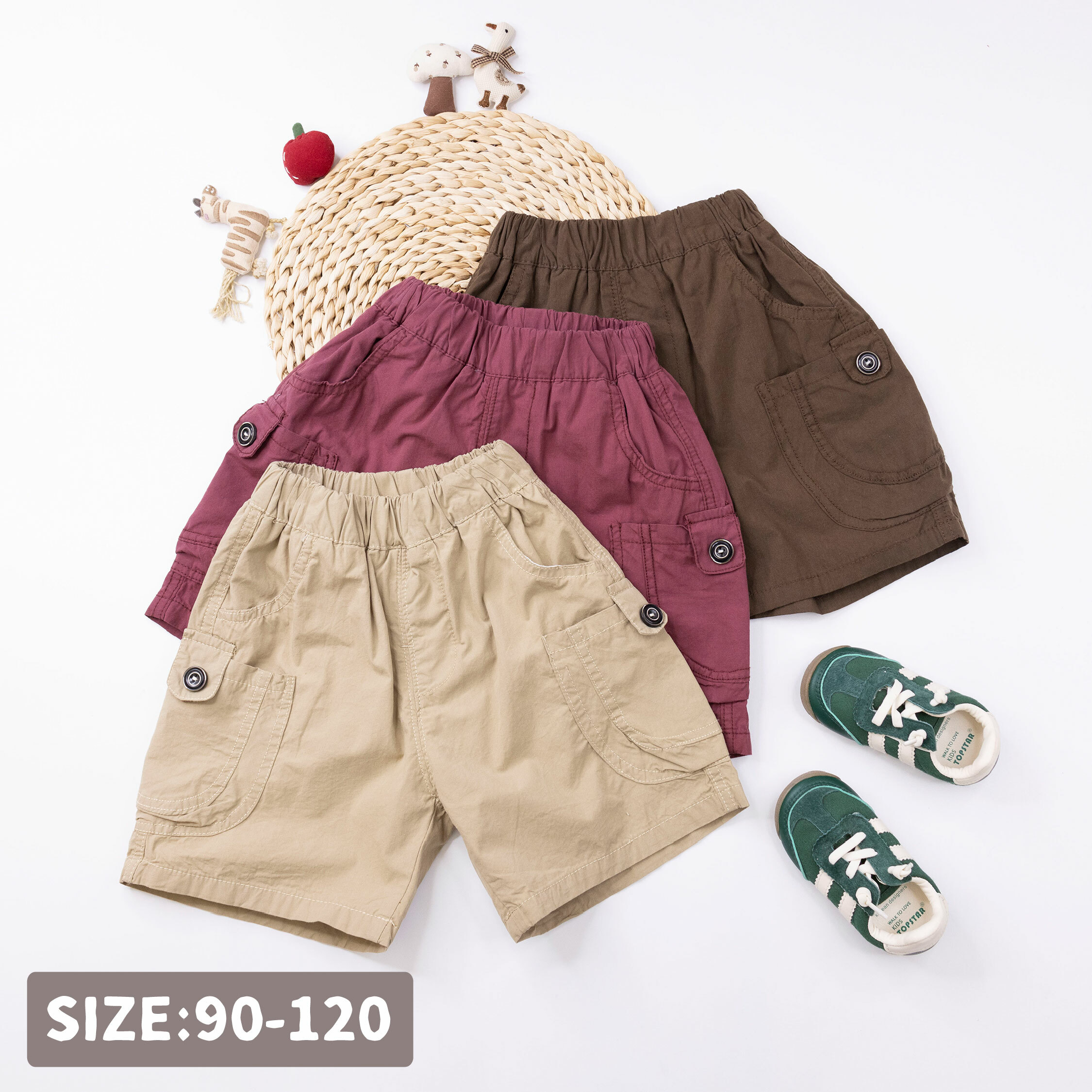 【H50243】流行口袋裝飾設計休閒短褲＊三色