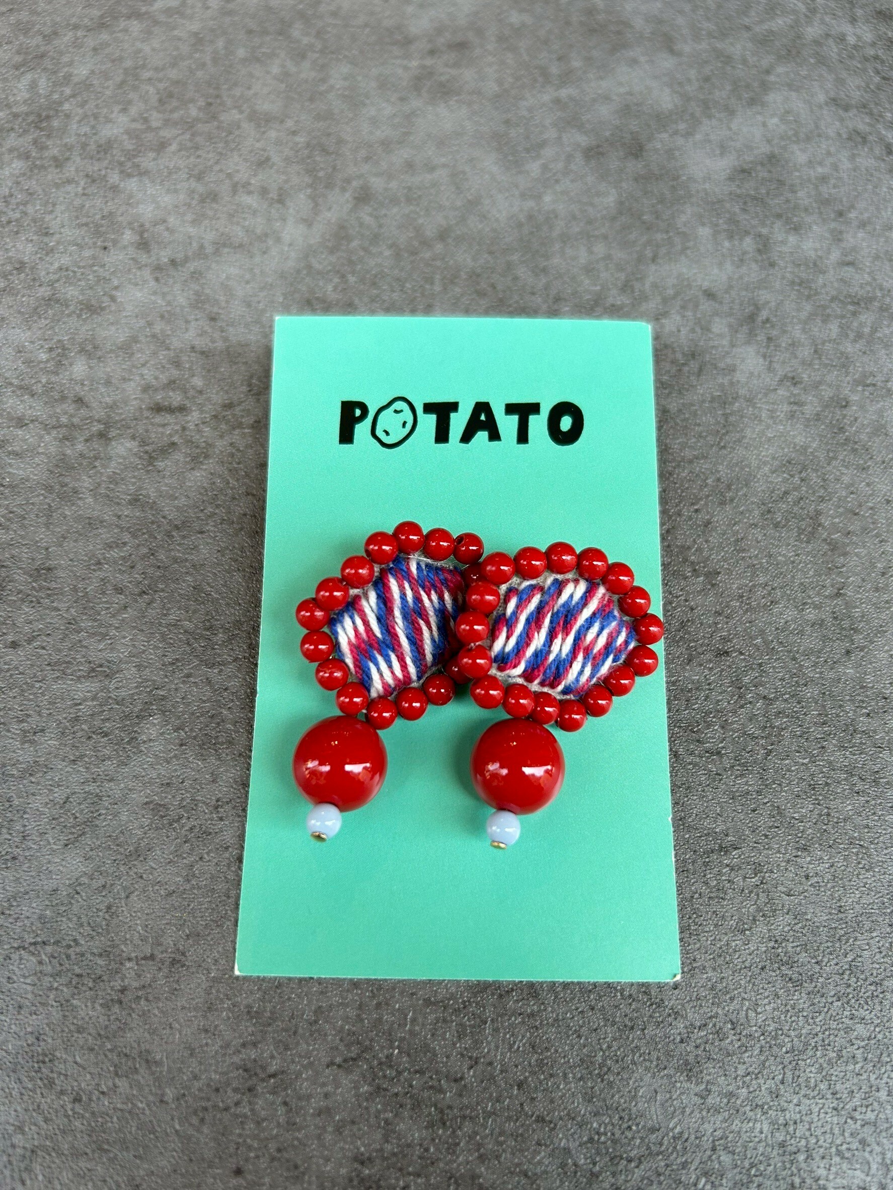 [POTATO] 赤紅泡泡珠飾耳針 (PT017)