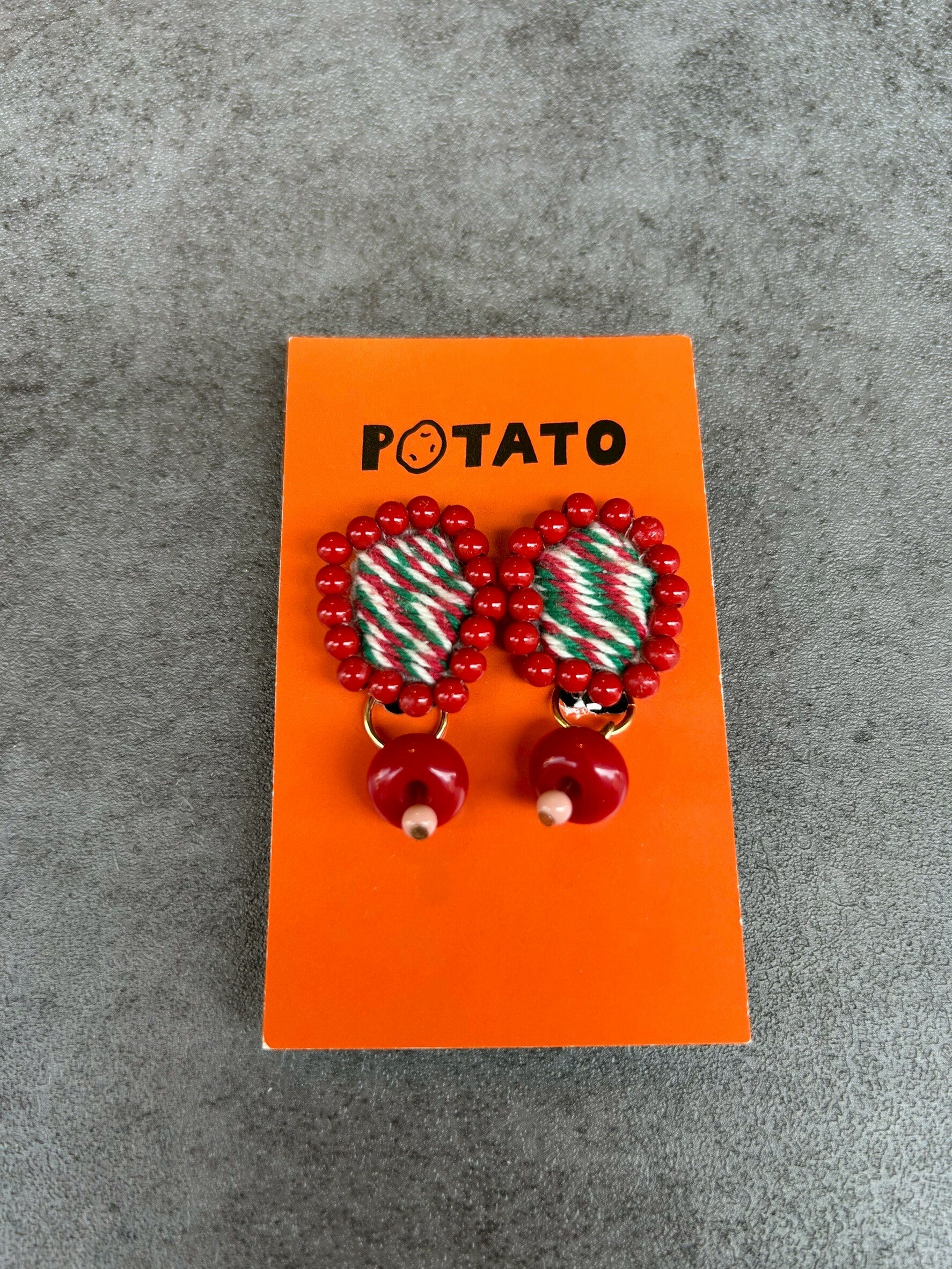 [POTATO] 赤紅泡泡珠飾耳夾 (PT018)