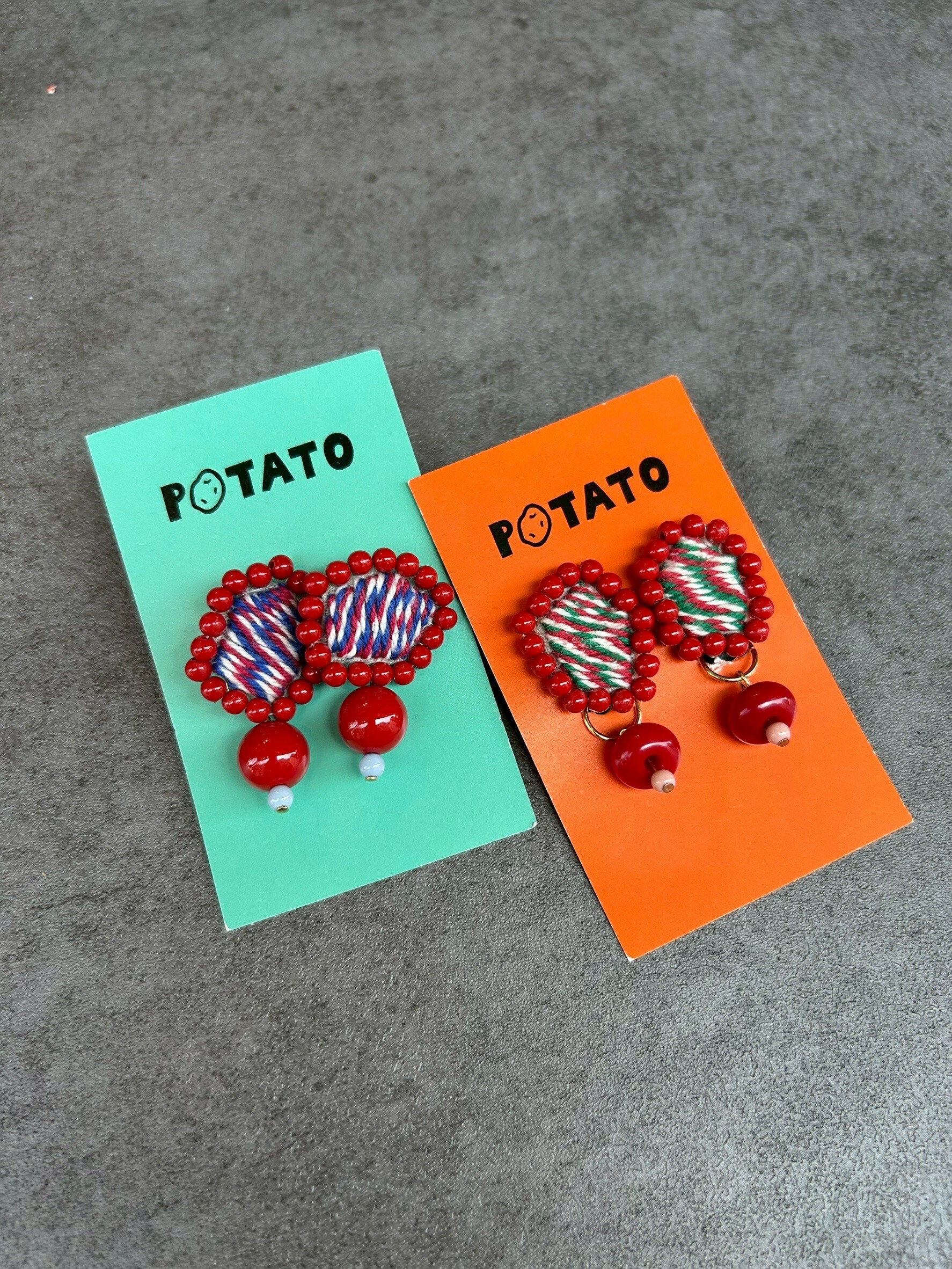 [POTATO] 赤紅泡泡珠飾耳夾 (PT018)