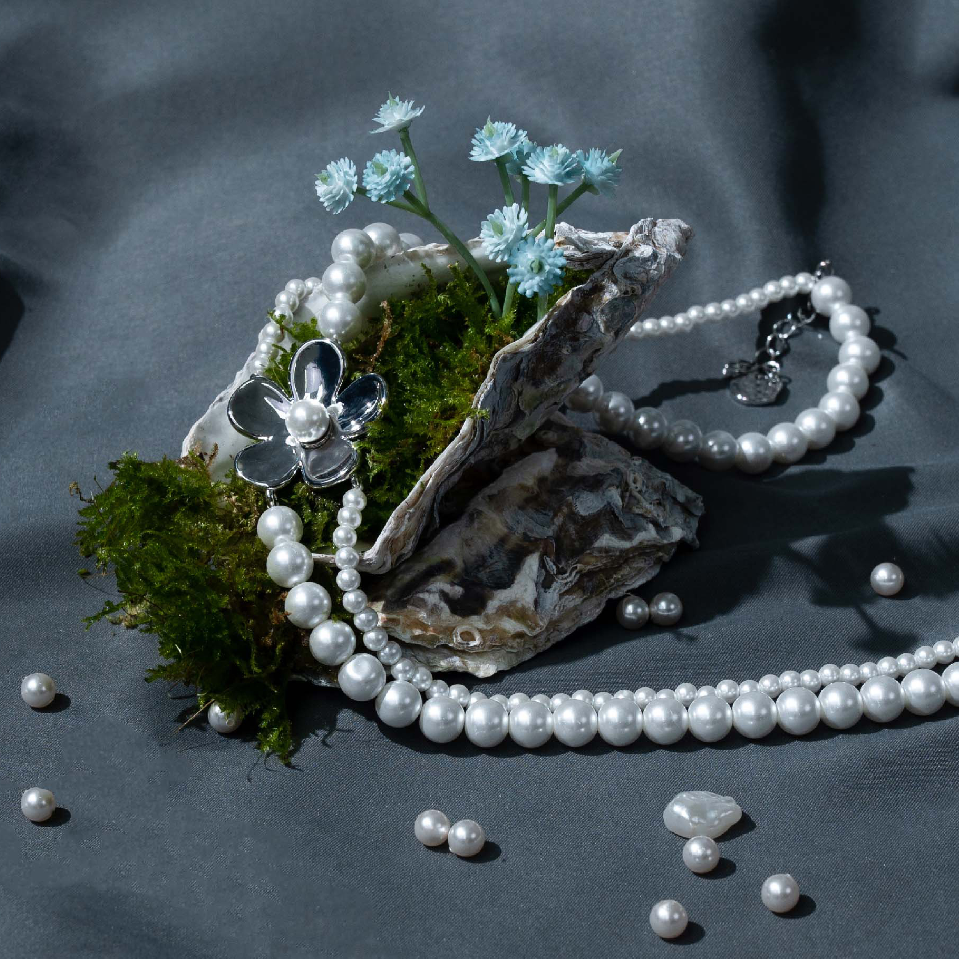 AGILITY MIAO Flowers Pearl Necklace 花朵 珍珠頸鍊 [M-C1]