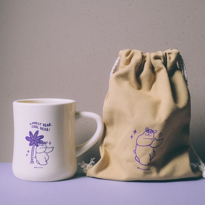 SP｜黑白小姐 Miss B&W｜復古馬克杯｜孤單酷咚咚｜附束口袋