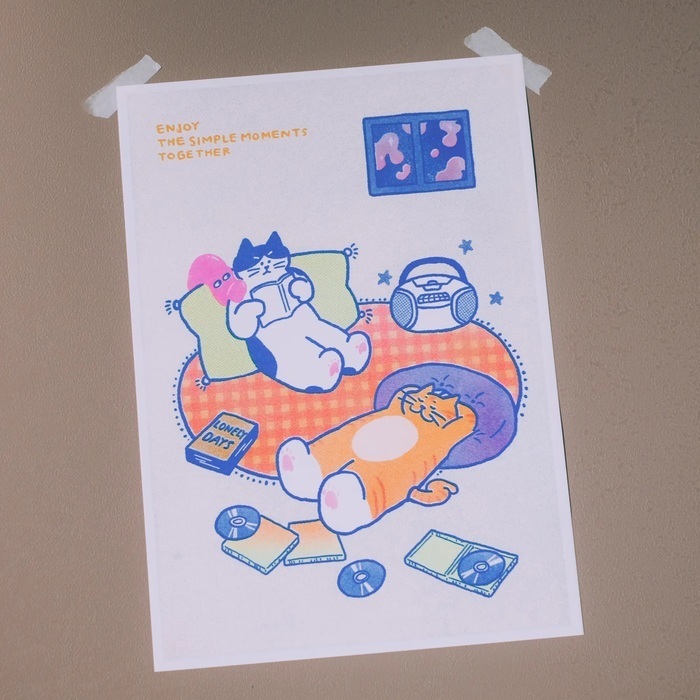 SP｜黑白小姐 Miss B&W｜《孤單小蟲》系列A4海報｜Enjoy The Simple Moments Together