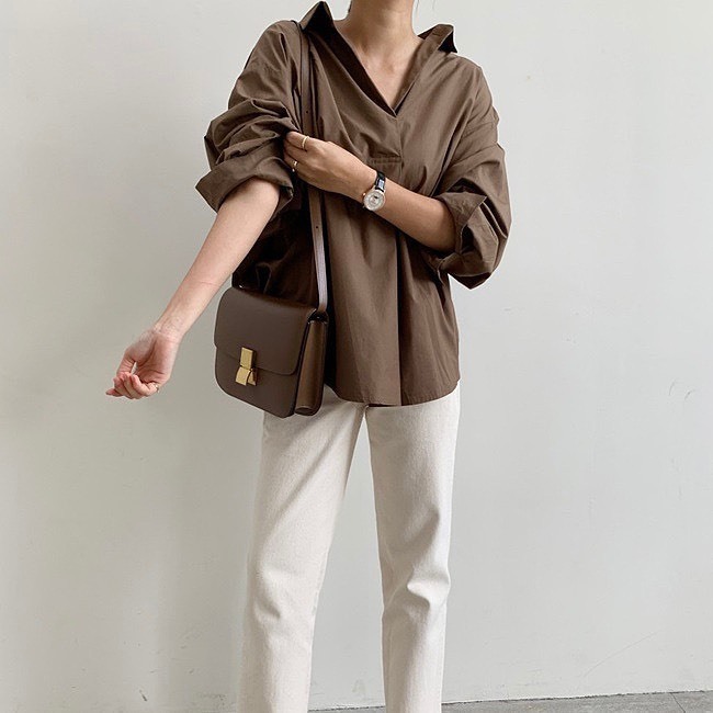 百搭款版襯衫(白/咖啡/卡其)