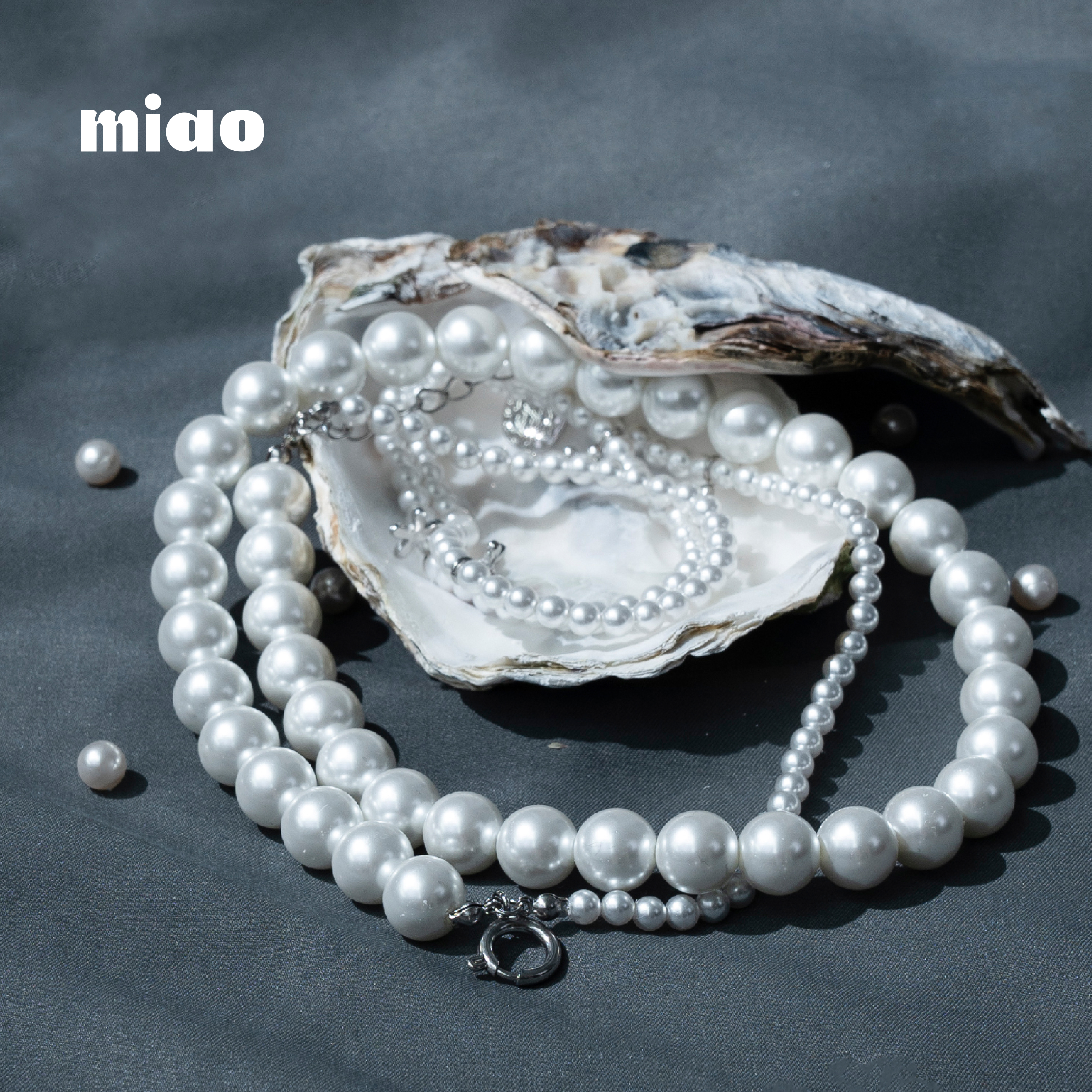 AGILITY MIAO Flowers Double Pearl Necklace 雙層 疊戴 小花珍珠項鍊 [M-C3]