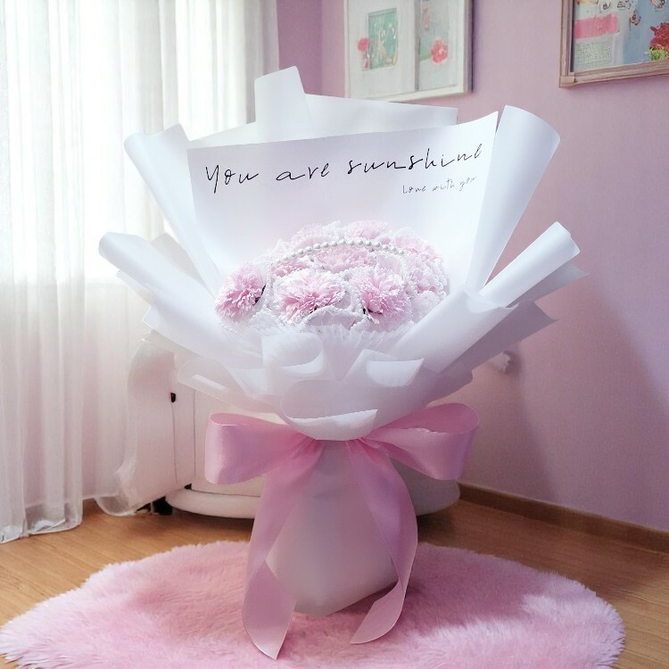 珍珠康乃馨香皂花束