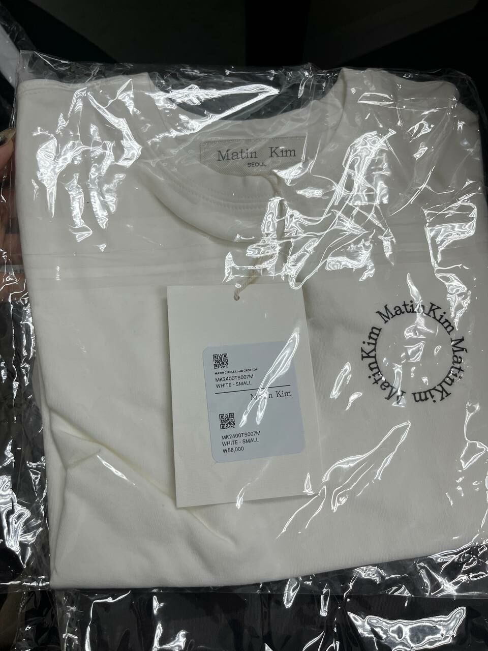 [S] MATIN KIM WHITE CIRCLE LOGO CROP TOP, MK2400TS007M-WHITE (SMTK20)