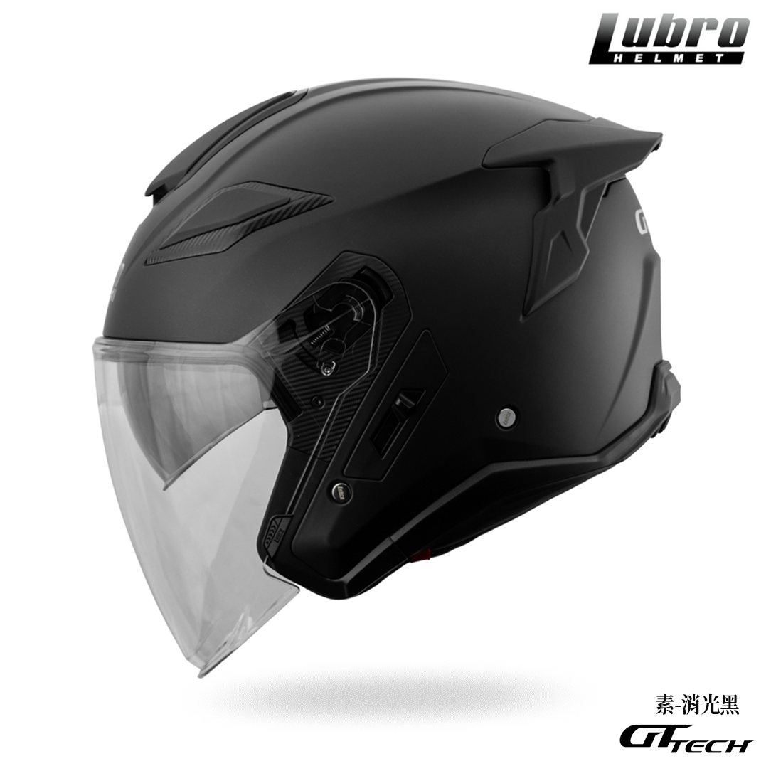 LUBRO GT TECH 素色 半罩安全帽 消光黑