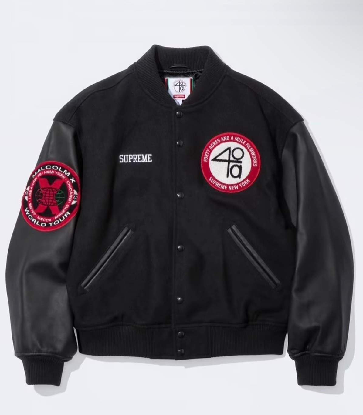 Supreme x 40 Acres  Malcolm X 復古棒球外套