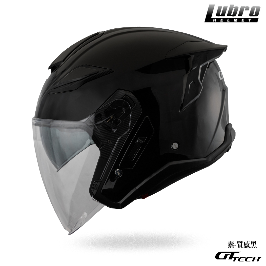 LUBRO GT TECH 素色 半罩安全帽 亮黑