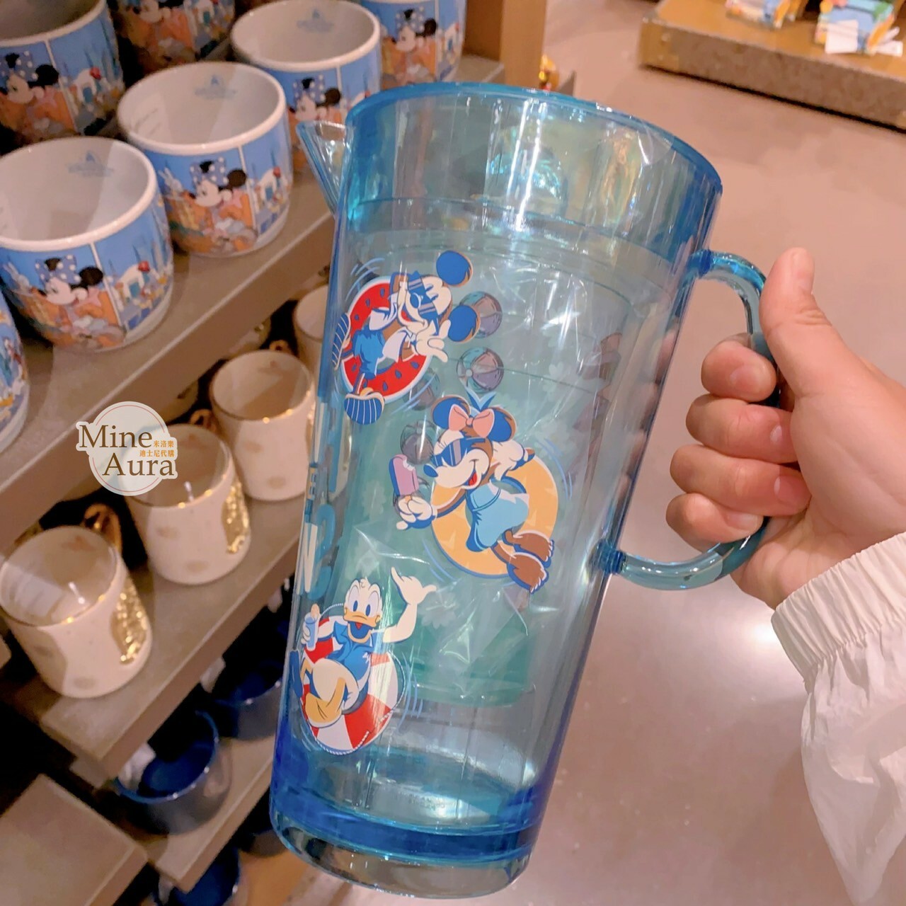 米奇 Mickey 與好友們 玩水泳圈圖案 冷水壺+水杯組 -上海迪士尼樂園