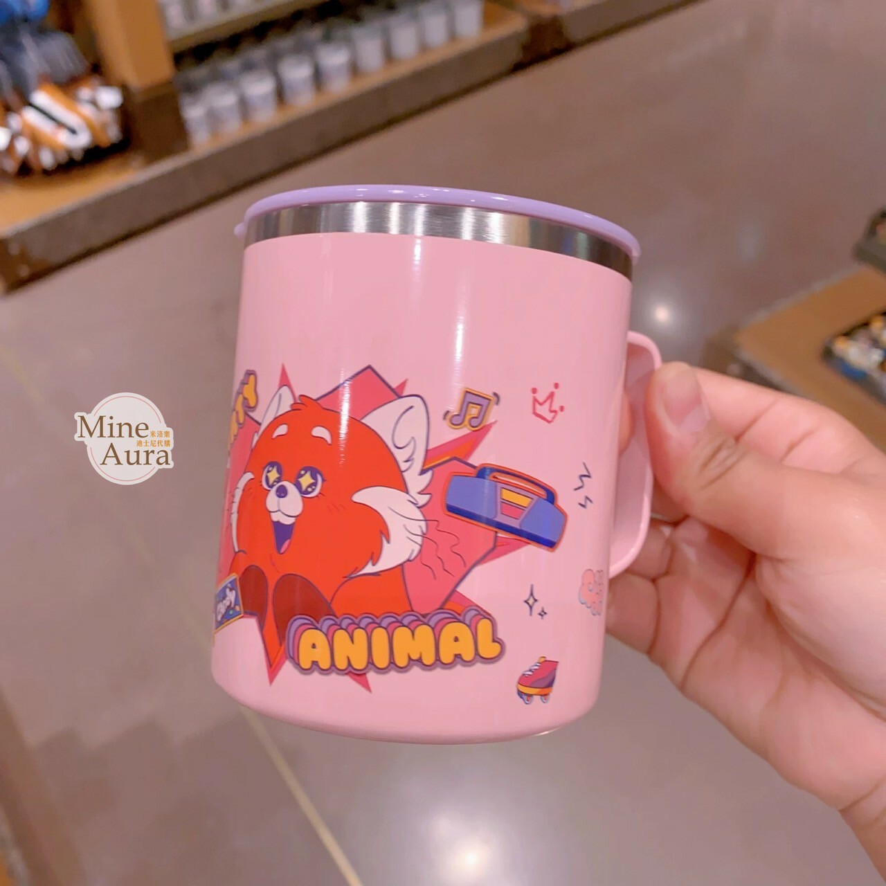 紅熊貓 美美 Meilin 圖案 附蓋 不鏽鋼 水杯 青春養成記 Turning Red -上海迪士尼樂園