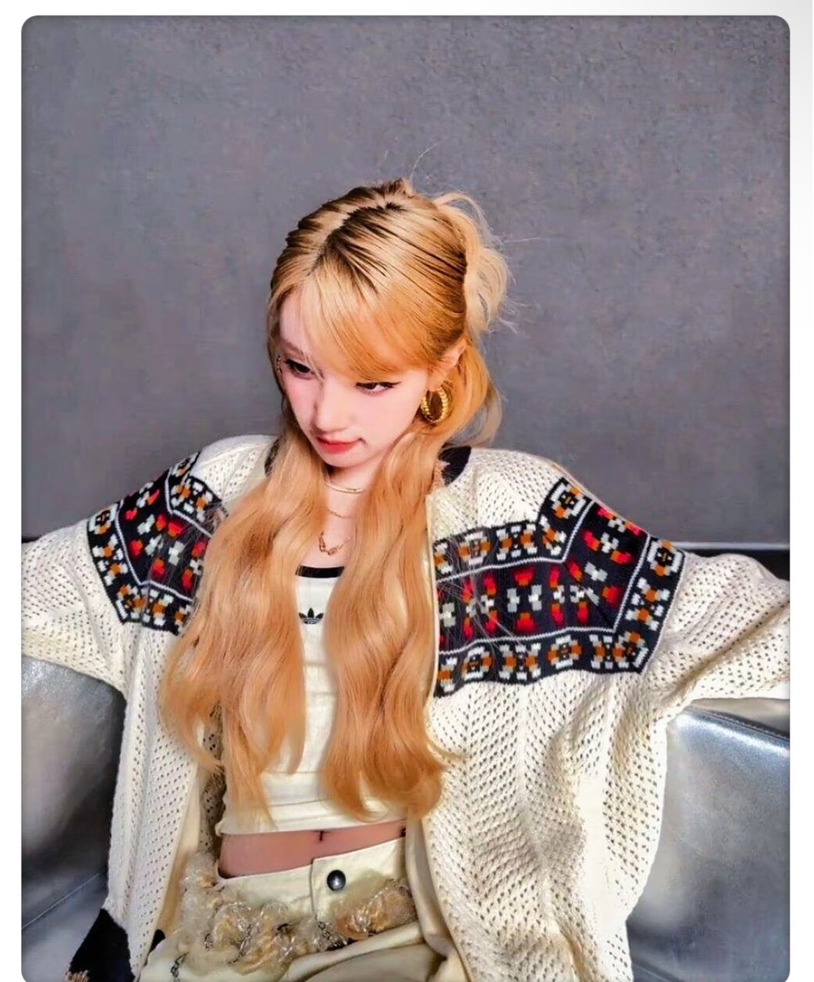 adidas originals x CLOT Edison Chen Knit 輕復古針織外套 - 米白