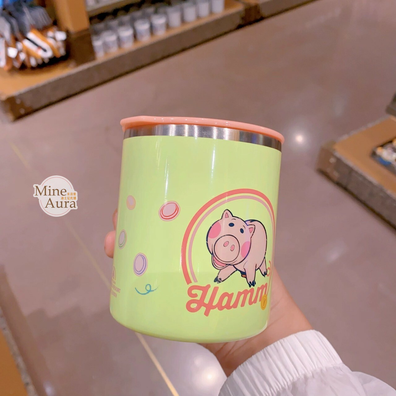 火腿豬 Ham 圖案 附蓋 不鏽鋼 水杯 玩具總動員 Toy Story -上海迪士尼樂園