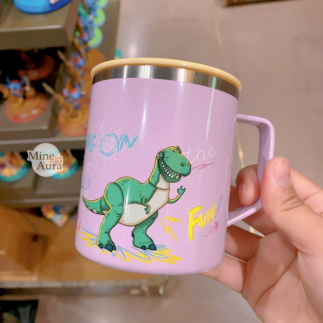 抱抱龍 Rex 圖案 附蓋 不鏽鋼 水杯 玩具總動員 Toy Story -上海迪士尼樂園