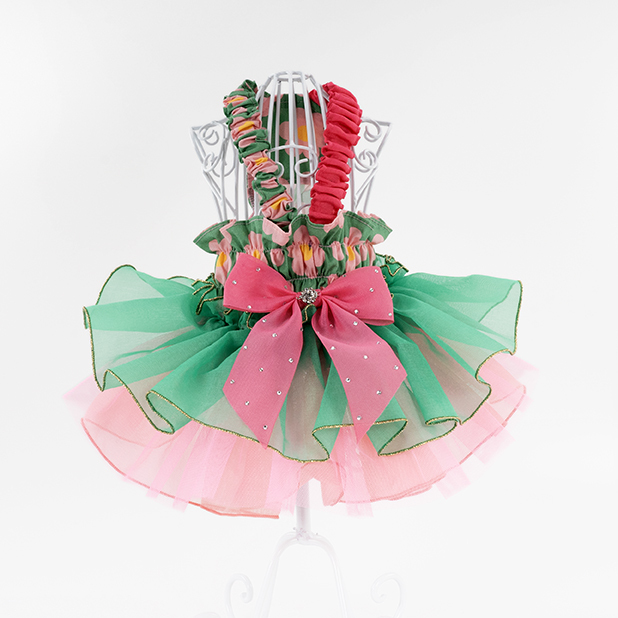 Konanmoko x FanCpet Flower 'Bom Bom' Dress - Green/Pink