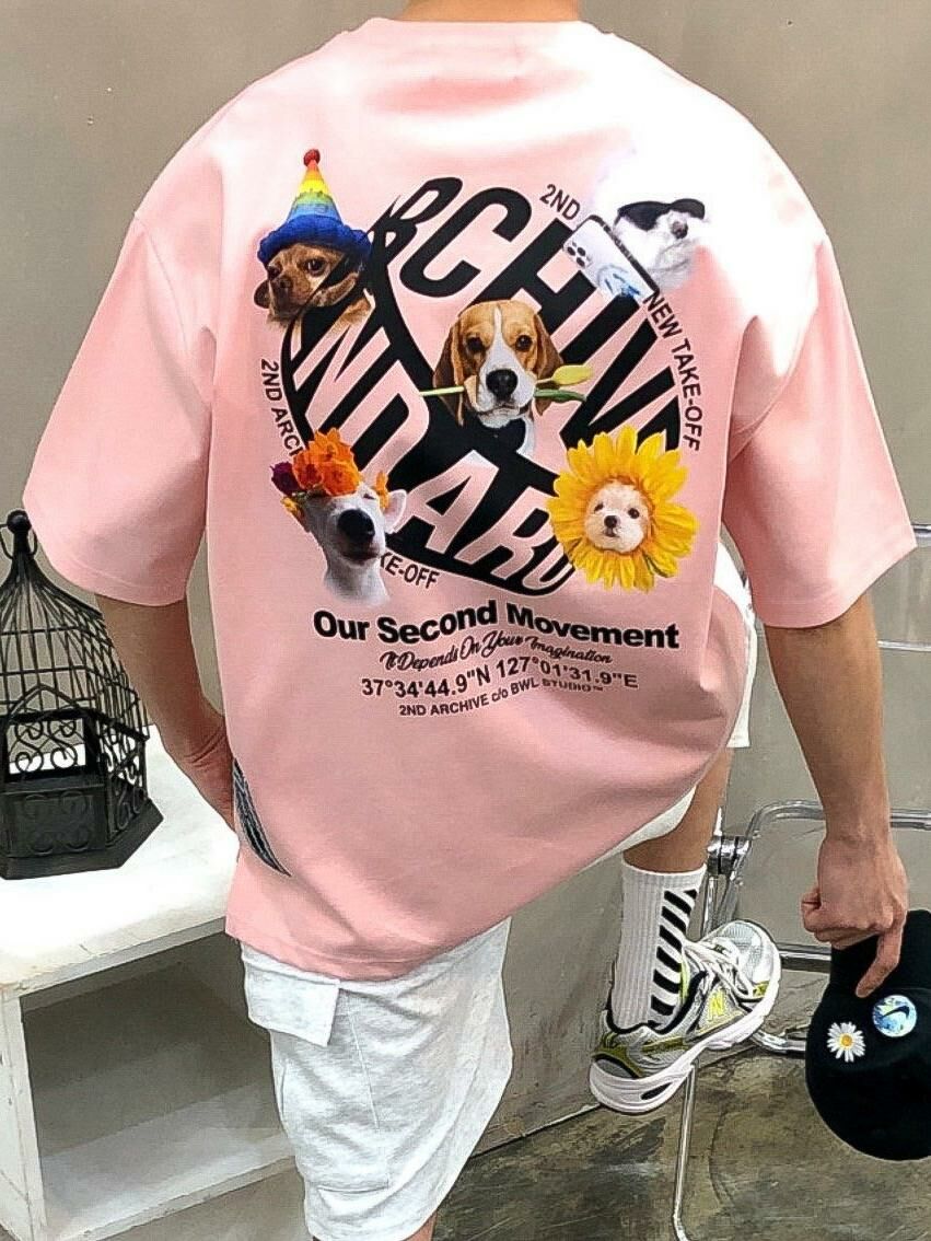 狗仔圖案英文字短袖Tee 2nd-235T