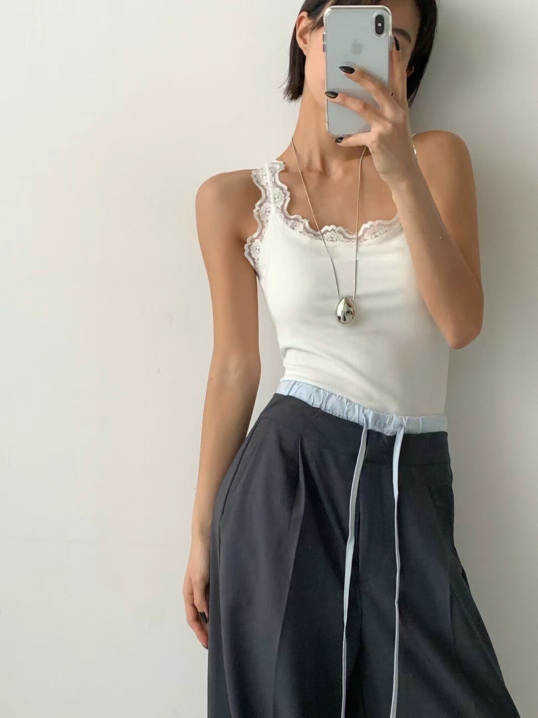 蕾絲削肩bra襯墊背心