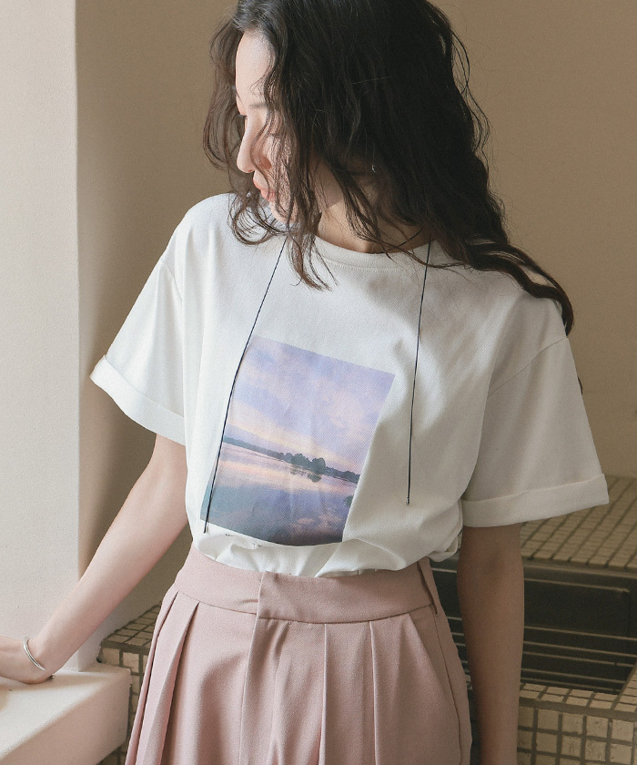 titivate フォトプリントTシャツ白色4 L號（AFXT0356）