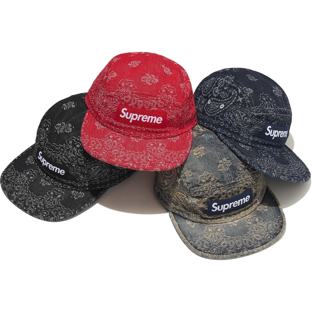 SUPREME SS25 BANDANA JACQUARD DENIM CAMP CAP
