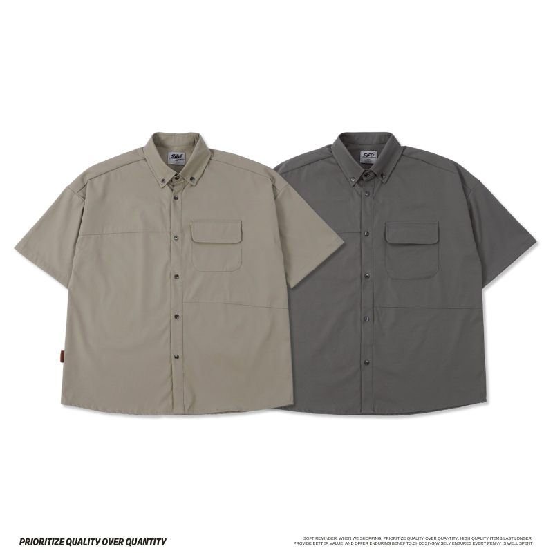 機能戶外口袋落肩工裝襯衫