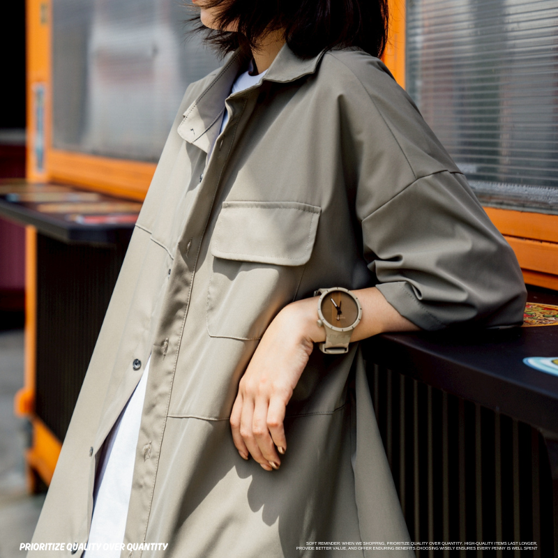 機能戶外口袋落肩工裝襯衫