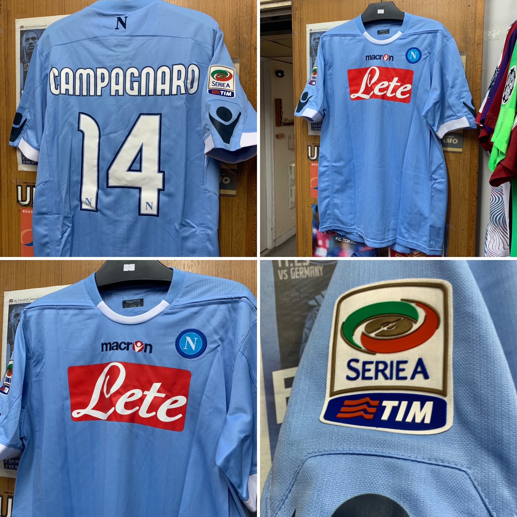 2010 Napoli Home Shirt with 14 CAMPAGNARO [Used, L 90% New]